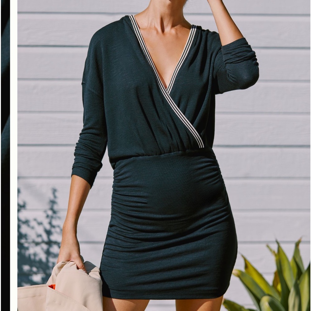 Anthropologie Daily Practice Mini Sweatshirt Dress in Black xl